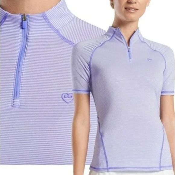 G/Fore Tops - G/FORE Womens Golf Textured Stripe Quarter Zip Jacaranda Lavender Sz L